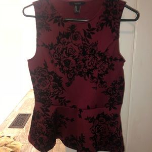 Red and black sleeveless top